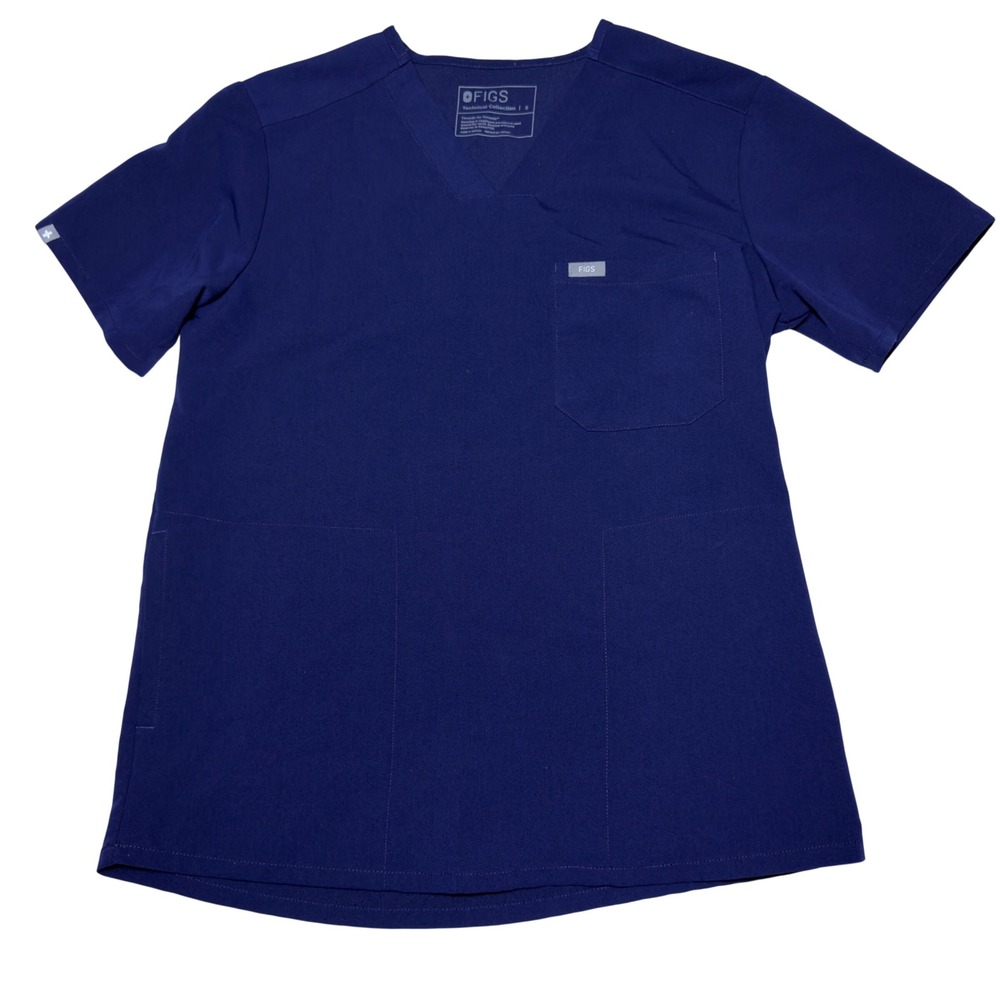 FIGS Mens Chisec Three-Pocket Scrub Top Navy Blue V-Neck TM3000 Small - Picture 1 of 9